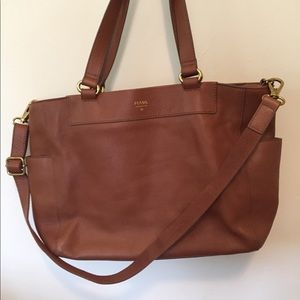 Fossil large camel leather weekender bag